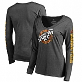 Women Cleveland Cavaliers Fanatics Branded 2018 Eastern Conference Champions Keyhole Slogan Long Sleeve V-Neck T-Shirt Heather Charcoal,baseball caps,new era cap wholesale,wholesale hats